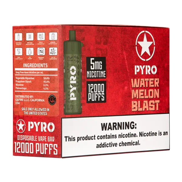 BUY 1 GET 1 FREE Watermelon Blast PYRO 12000 | Vape Amazon India Pyro